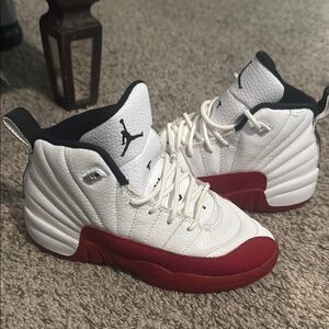 Kids White and Red Basketball Shoes